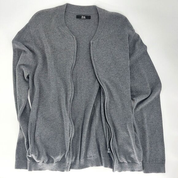 FIND Full Zip Sweater Mens Sz L Gray Cardigan Pockets Cozy Grandpacore Classic - Picture 6 of 9